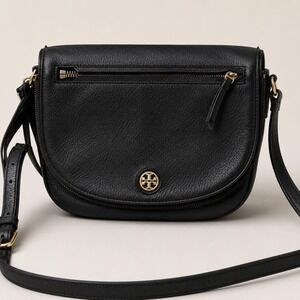 Tory Burch black leather crossbody bag with gold hardware
